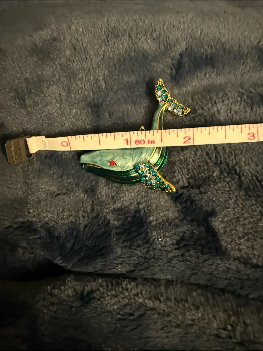 Brooch Blue Green Whale Enamel Brooch with Crystal Accents #12